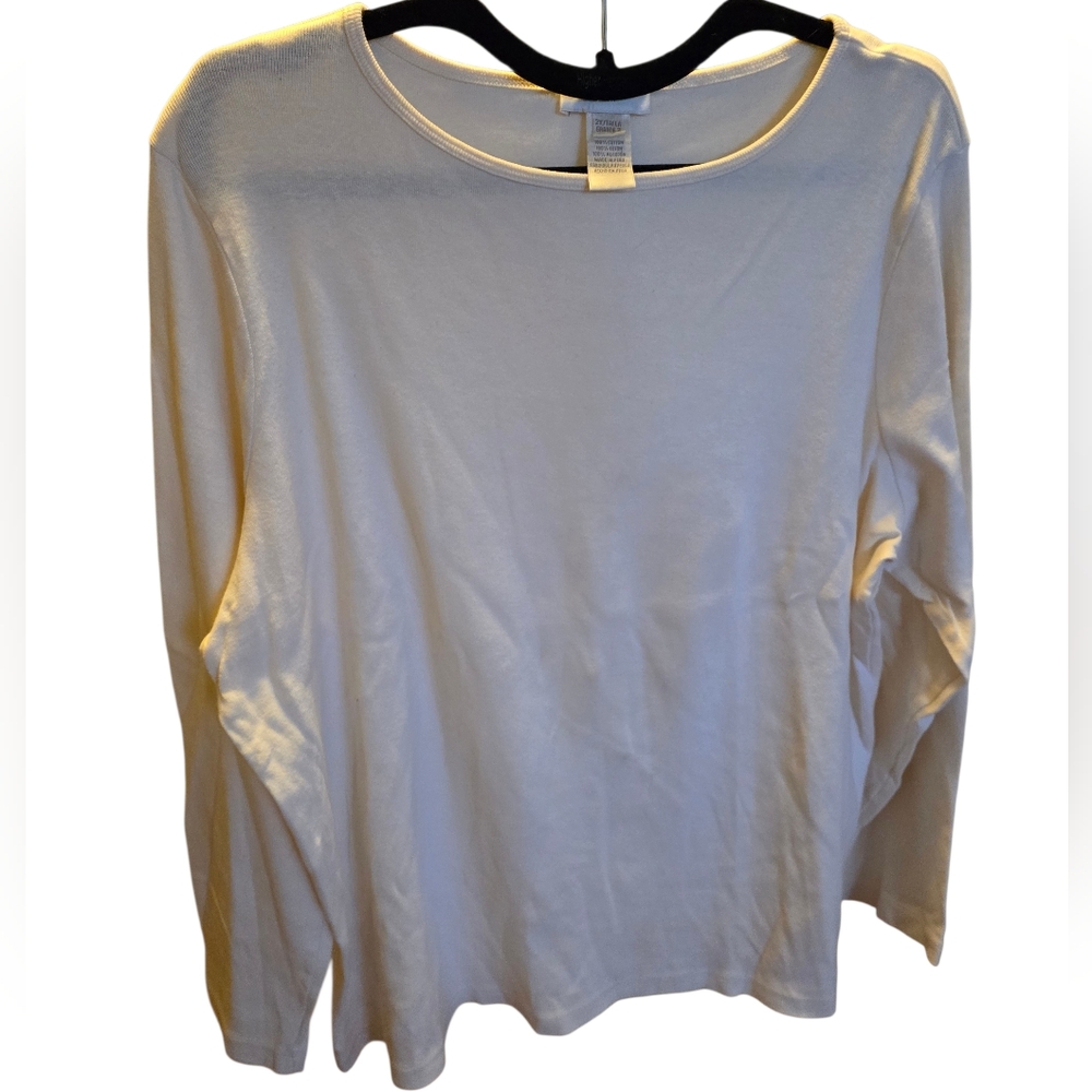 2X Jones New York Sport Cream Long Sleeve Top